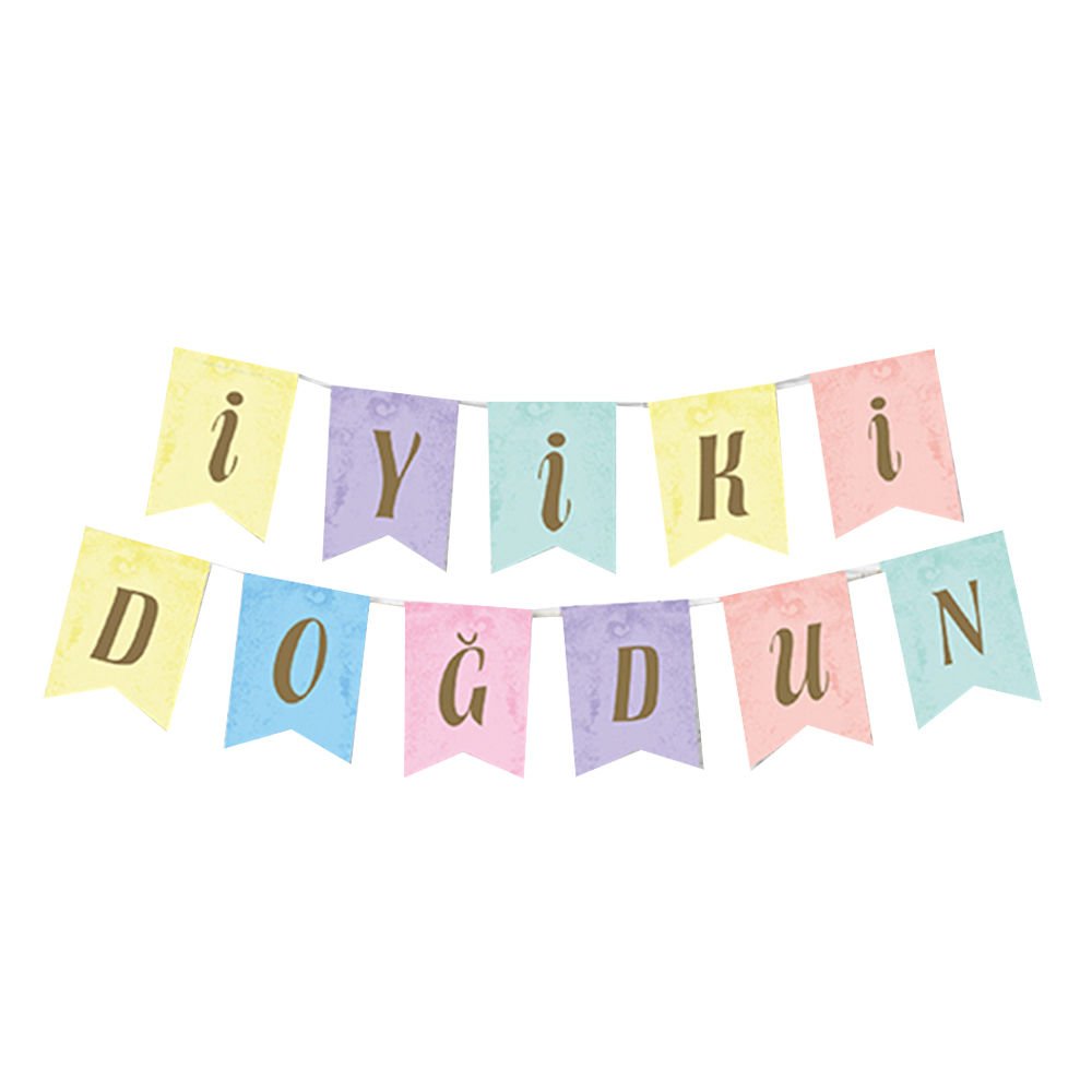 UZAR YAZI İYİ Kİ DOĞDUN MAKARON RENKLER