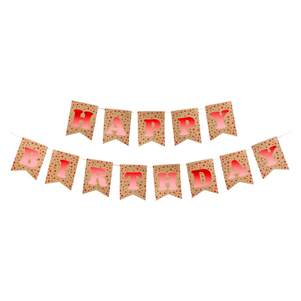 UZAR YAZI HAPPY BİRTHDAY KRAFT ZEMİN KIRMIZI