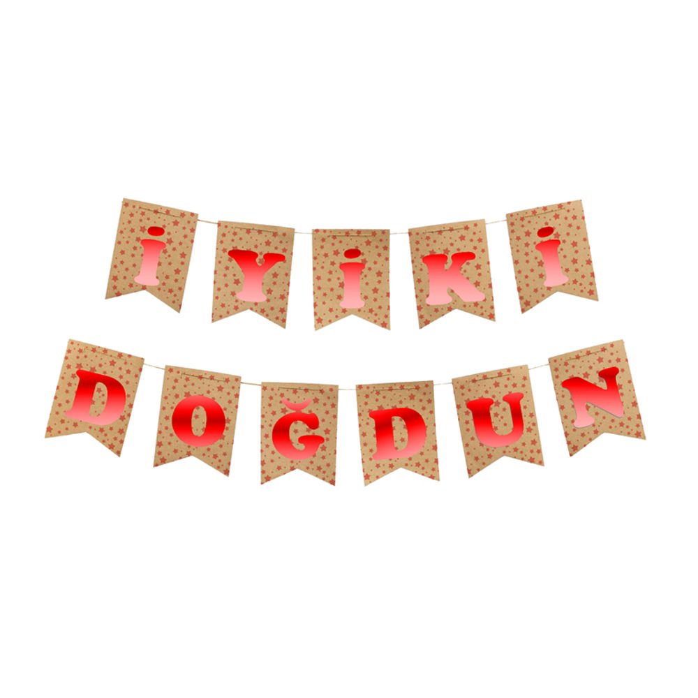 UZAR YAZI İYİ Kİ DOĞDUN KRAFT ZEMİN KIRMIZI