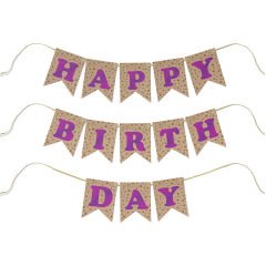 UZAR YAZI HAPPY BİRTHDAY KRAFT ZEMİN MOR