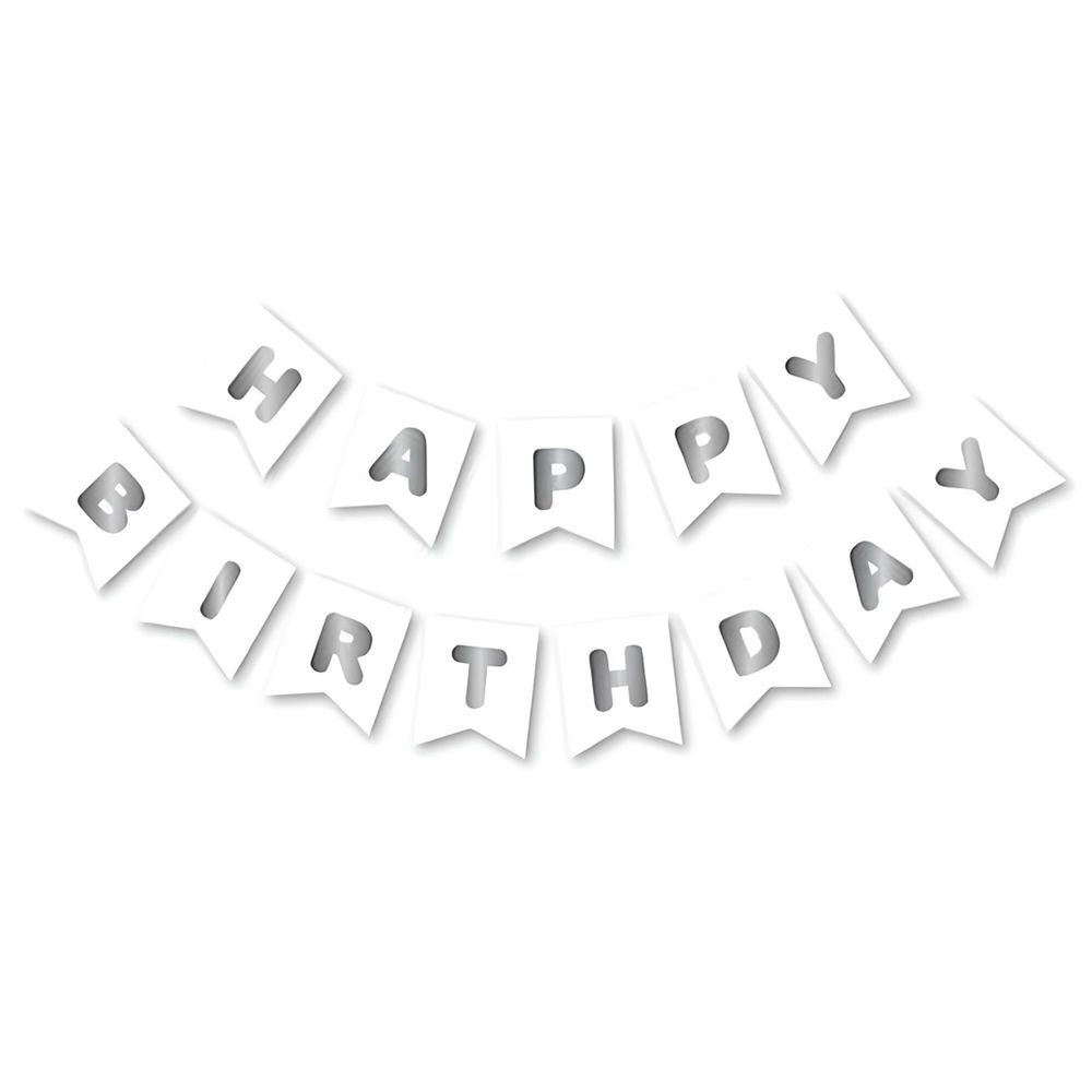 UZAR YAZI HAPPY BİRTHDAY BEYAZ ZEMİN GÜMÜŞ