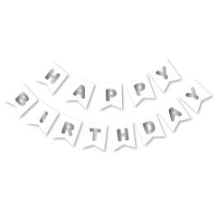 UZAR YAZI HAPPY BİRTHDAY BEYAZ ZEMİN GÜMÜŞ