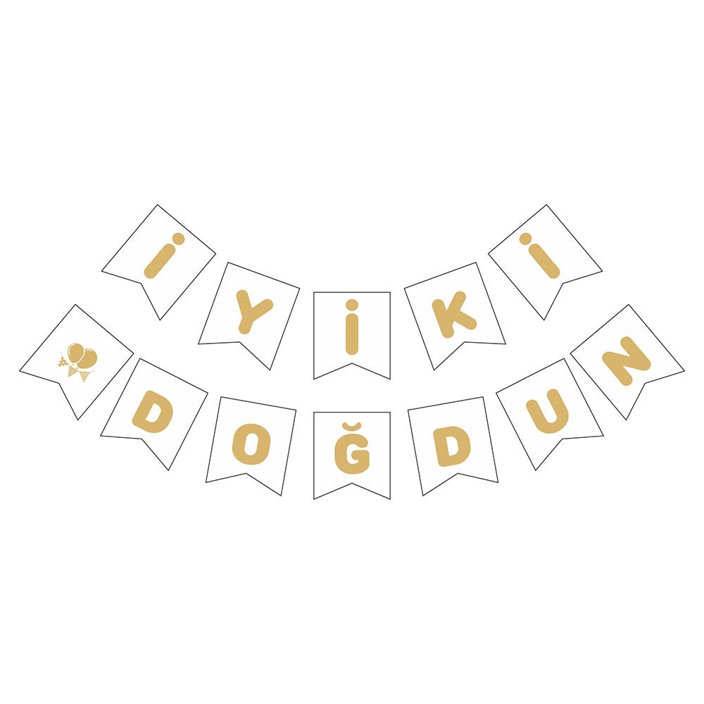 UZAR YAZI İYİ Kİ DOĞDUN BEYAZ ZEMİN GOLD