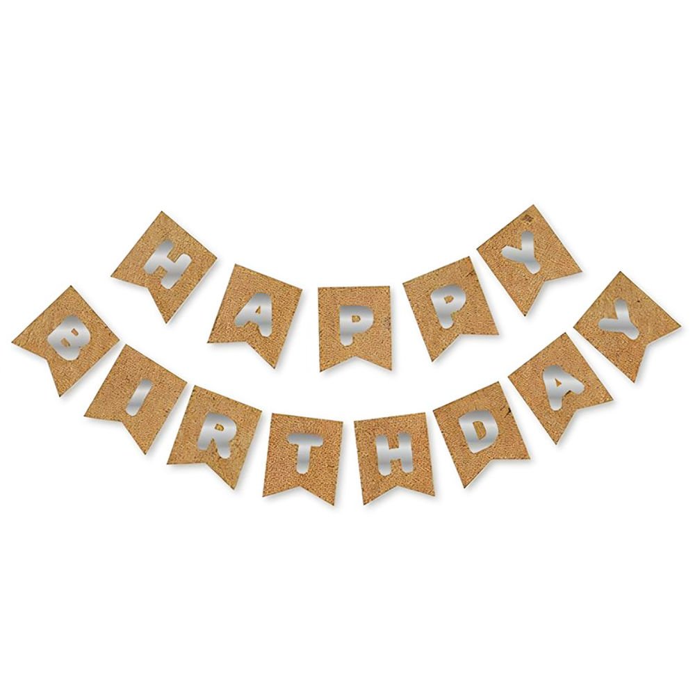 UZAR YAZI HAPPY BİRTHDAY KRAFT ZEMİN GÜMÜŞ