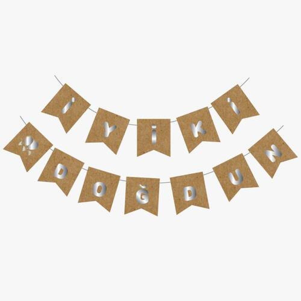 UZAR YAZI İYİ Kİ DOĞDUN KRAFT ZEMİN GÜMÜŞ