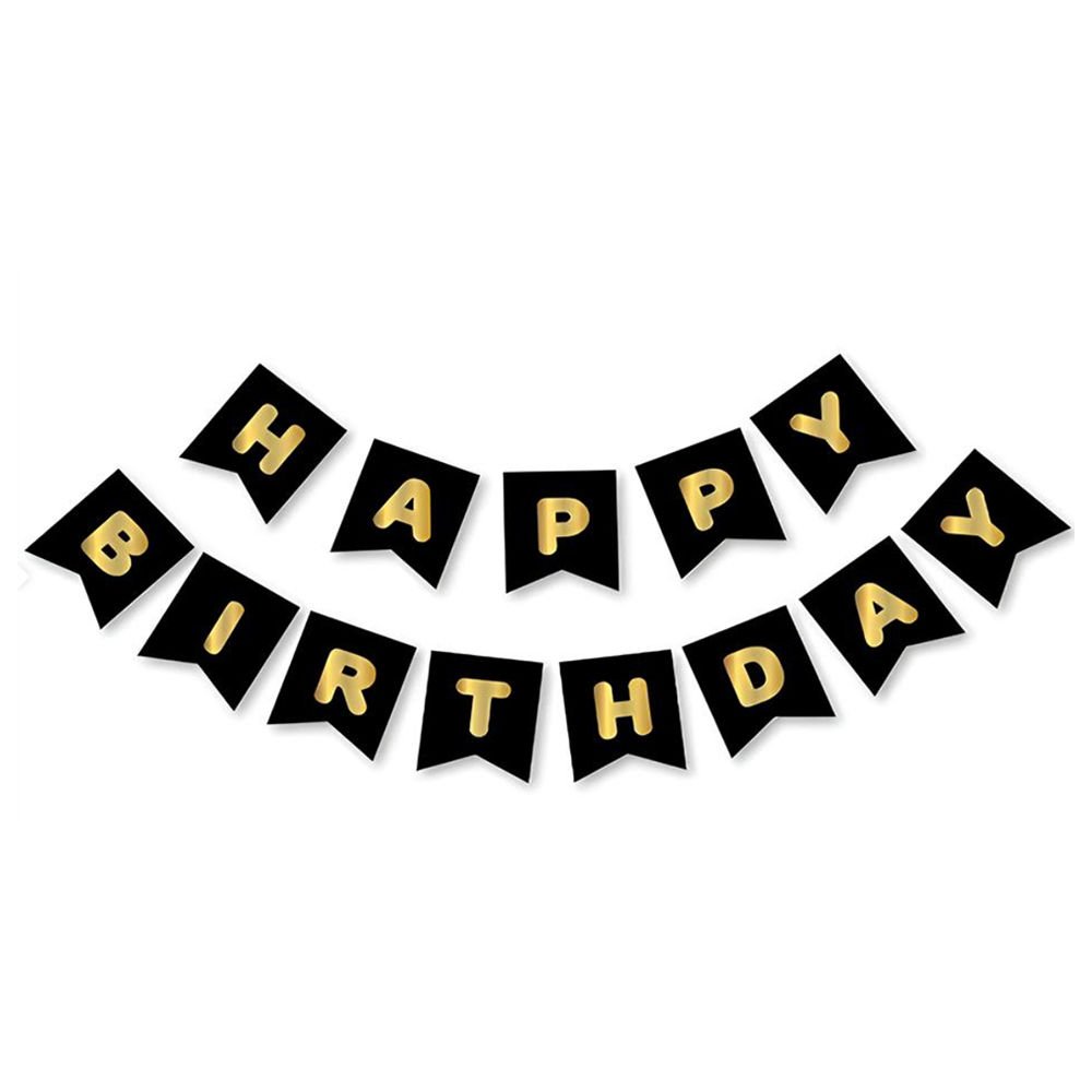 UZAR YAZI HAPPY BİRTHDAY SİYAH ZEMİN GOLD