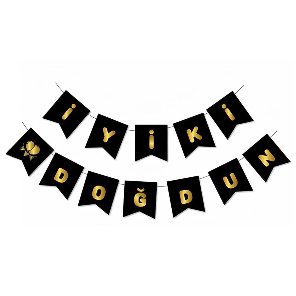 UZAR YAZI İYİ Kİ DOĞDUN SİYAH ZEMİN GOLD