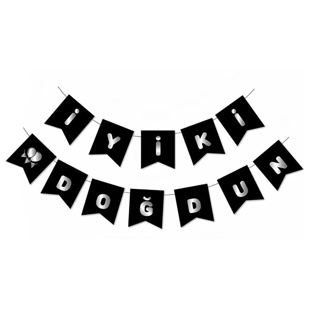 UZAR YAZI İYİ Kİ DOĞDUN SİYAH ZEMİN GÜMÜŞ