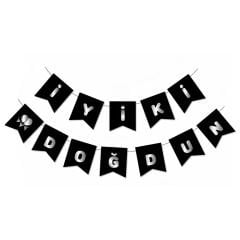 UZAR YAZI İYİ Kİ DOĞDUN SİYAH ZEMİN GÜMÜŞ