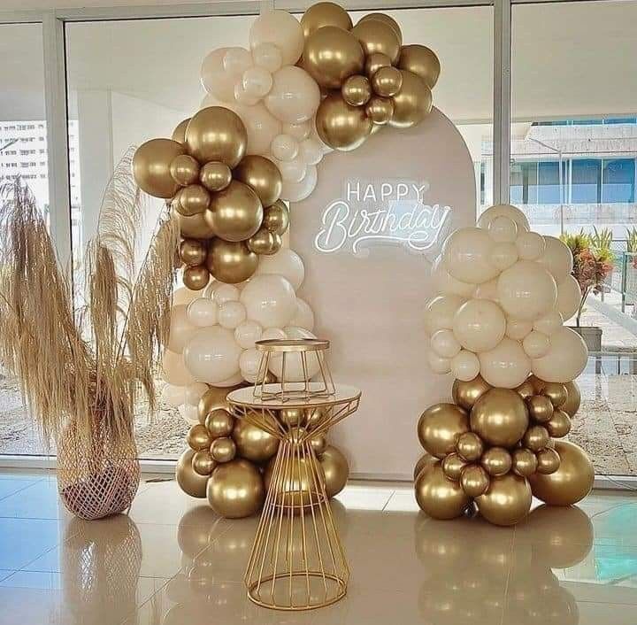 RETRO BEYAZ-KROM GOLD BALON SETİ