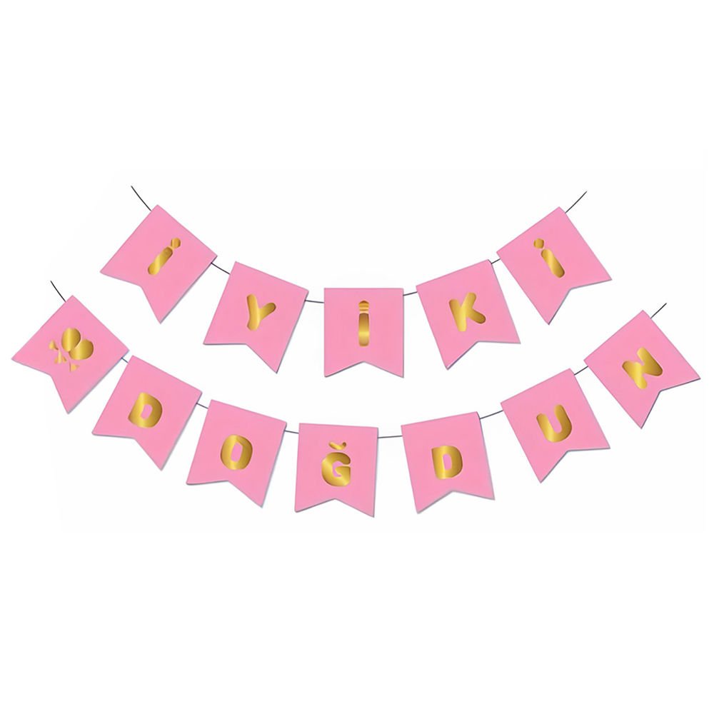 UZAR YAZI İYİ Kİ DOĞDUN PEMBE ZEMİN GOLD