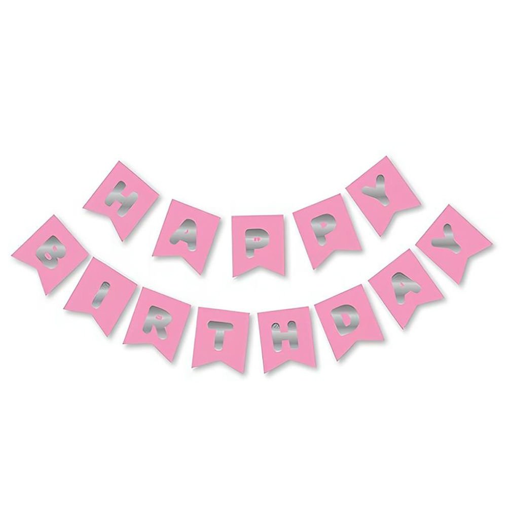 UZAR YAZI HAPPY BİRTHDAY PEMBE ZEMİN GÜMÜŞ