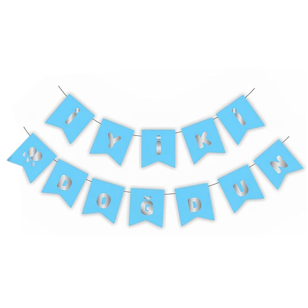 UZAR YAZI İYİ Kİ DOĞDUN MAVİ ZEMİN GÜMÜŞ