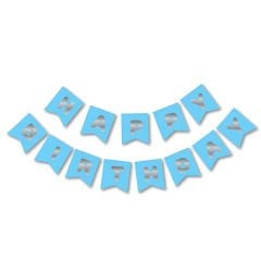 UZAR YAZI HAPPY BİRTHDAY MAVİ ZEMİN GÜMÜŞ