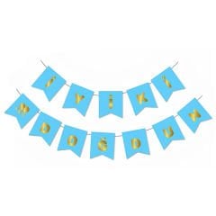 UZAR YAZI İYİ Kİ DOĞDUN MAVİ ZEMİN GOLD