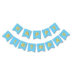 UZAR YAZI HAPPY BİRTHDAY MAVİ ZEMİN GOLD