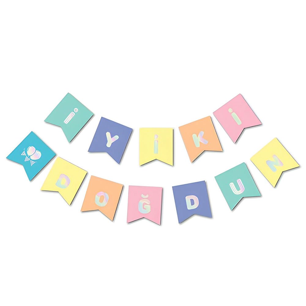 UZAR YAZI İYİ Kİ DOĞDUN MACARON RENKLER GÜMÜŞ