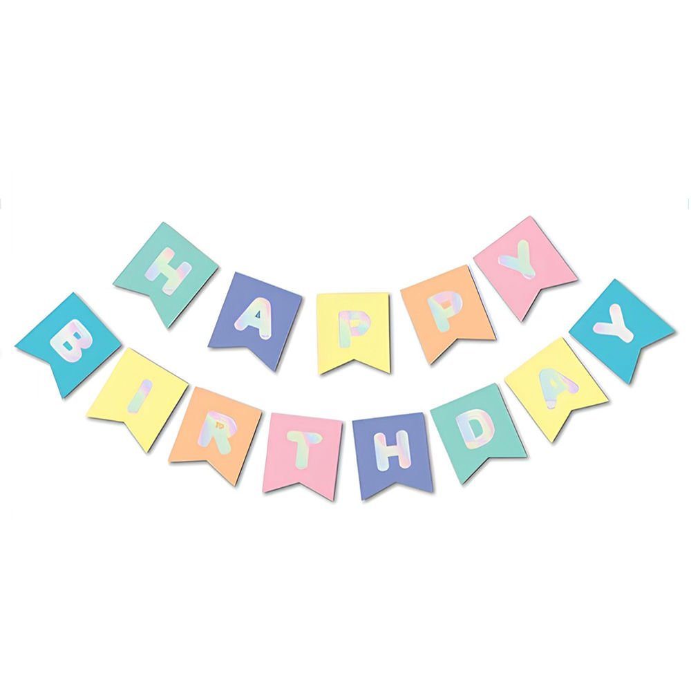 UZAR YAZI HAPPY BİRTHDAY MACARON RENKLER GÜMÜŞ