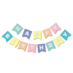 UZAR YAZI HAPPY BİRTHDAY MACARON RENKLER GÜMÜŞ