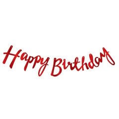 KALİGRAFİ BANNER HAPPY BİRTHDAY KIRMIZI