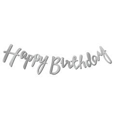 KALİGRAFİ BANNER HAPPY BİRTHDAY GÜMÜŞ