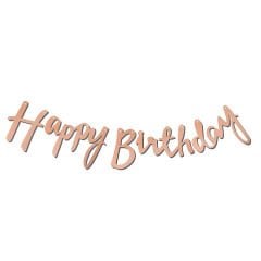 KALİGRAFİ BANNER HAPPY BİRTHDAY ROSE GOLD