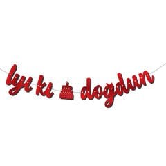 KALİGRAFİ BANNER İYİ Kİ DOĞDUN KIRMIZI