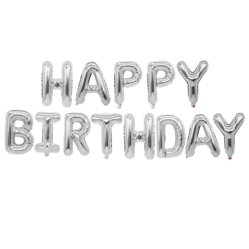 DÜZ  HAPPY BIRTHDAY FOLYO SET BALON GÜMÜŞ
