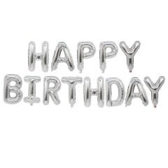 DÜZ  HAPPY BIRTHDAY FOLYO SET BALON GÜMÜŞ