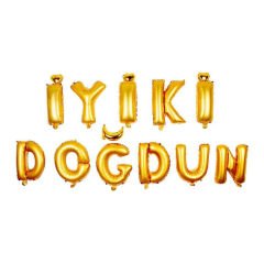 DÜZ İYİ Kİ DOĞDUN FOLYO SET BALON GOLD