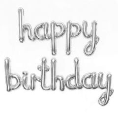 HAPPY BIRTHDAY FOLYO SET BALON GÜMÜŞ