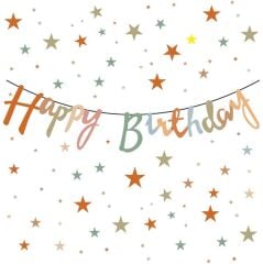 Kaligrafi Banner Happy Birthday Retro Tema