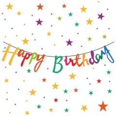 Kaligrafi Banner Happy Birthday Pastel Tema