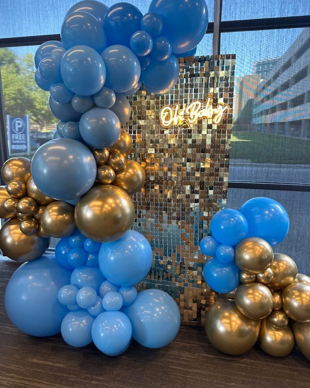PASTEL AÇIK MAVI-KROM GOLD BALON SETİ