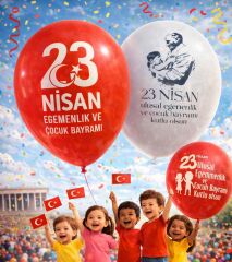 12'' 23 NİSAN BASKILI BALON 25Lİ
